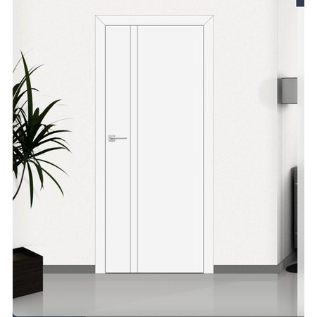 Distinct Kitchen And Bath Striped Modern Interior Door, Primed F04